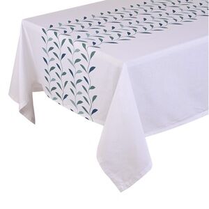 White and Teal Petal Tablecloth 60 x 120